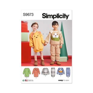 Simplicity Sewing Pattern S9673 Children's Lounge Dress, Top and Pants White 3 - 8