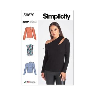 Simplicity Sewing Pattern S9679 Misses' Knit Top with Sleeve Variations White
