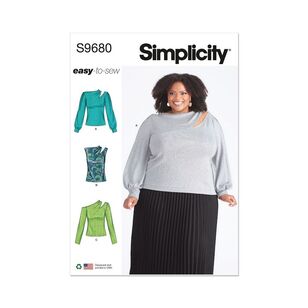 Simplicity Sewing Pattern S9680 Women's Knit Top with Sleeve Variations White