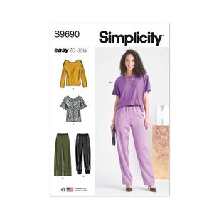 Simplicity Sewing Pattern S9690 Misses' Tops and Pull-on Pants White