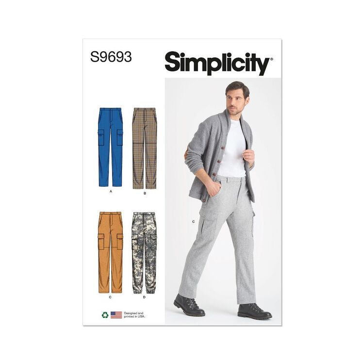 Simplicity S9693 Men's Cargo Pants Pattern 34 - 42 (Paper)