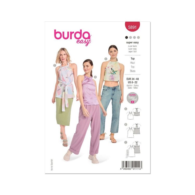 Burda Sewing Pattern B5891 Women's Top White