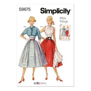 Simplicity Sewing Pattern S9699 Misses' Vintage Blouse, Skirt and Jacket White