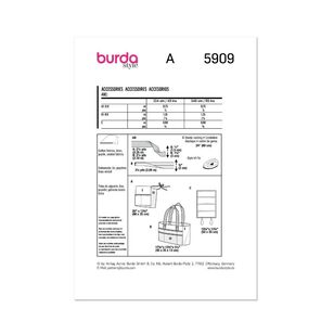Burda Sewing Pattern B5909 Accessories White One Size