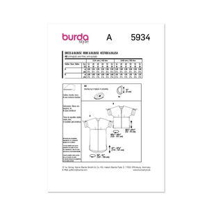 Burda Sewing Pattern B5934 Women's Dress & Blouse White 18-28 (44-54)