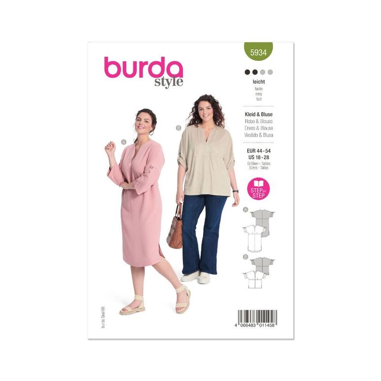 Burda Sewing Pattern B5934 Women's Dress & Blouse White