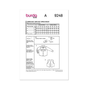 Burda Sewing Pattern B9248 Kid's Chemise & Gilet White 2-7(92-122)