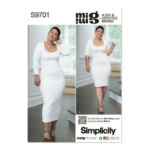 Simplicity Sewing Pattern S9701 Misses' Knit Dress in Two Lengths White