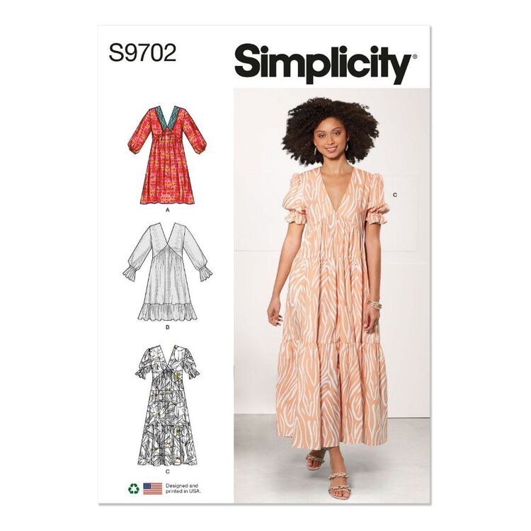 Simplicity Sewing Pattern S9702 Misses' Empire Dress White