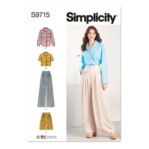 Simplicity Sewing Pattern S9715 Misses' Shirt, Pants and Shorts White