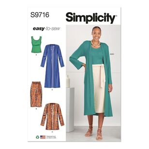 Simplicity Sewing Pattern S9716 Misses' Knit Top, Cardigan and Skirt White