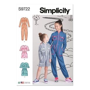 Simplicity Sewing Pattern S9722 Children's and Girls' Jumpsuit, Romper and Dress White