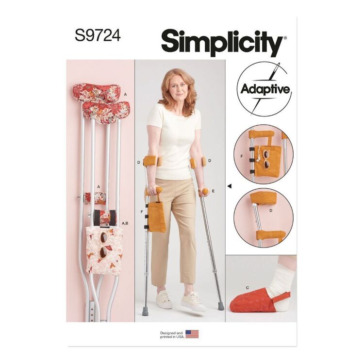 Simplicity Sewing Pattern S9724 Crutch Pads, Bags and Toe Cover White One Size