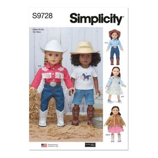 Simplicity Sewing Pattern S9728 18" Doll Clothes White One Size