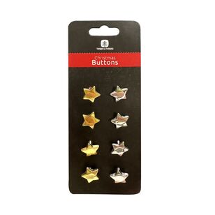 Timber and Thread Star Christmas Metallic Buttons 8 Pack Gold & Silver