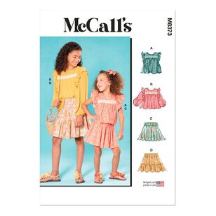 McCall's Sewing Pattern M8373 Children's and Girls' Top and Skirt White