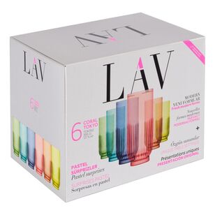 LAV Coloured Ribbed Hiball Glasses 6 Pack Multicoloured 395 mL