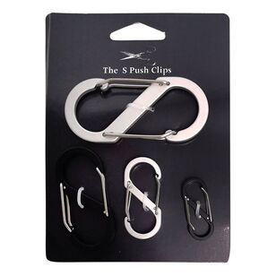S Push Clips 4 Pack Black & Silver