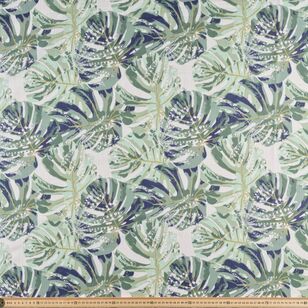 Recycled Polyester Palmetto 140 cm Decorator Fabric Green & Navy 140 cm