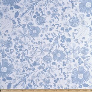 Modern Garden Miranda Floral Printed 150 cm Cotton Canvas Fabric Blue 150 cm