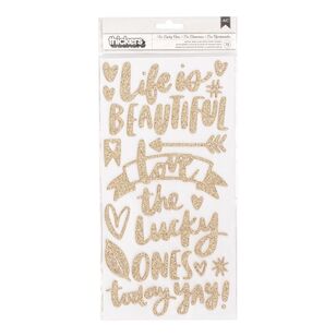 American Crafts Thickers Happiness Phrase Stickers Gold