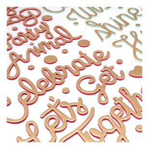 American Crafts Thickers Pink Pailsee Confetti Wishes Gold Phrase Stickers Gold