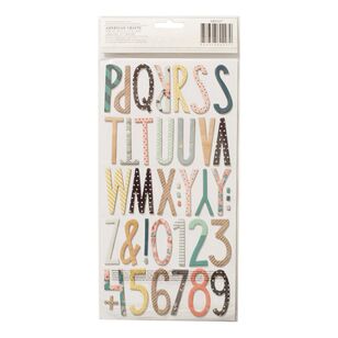 American Crafts Thickers Wonder Pattern Chipboard Letter Stickers Brown