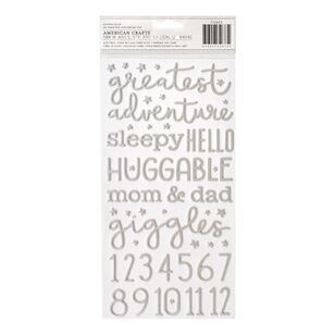 American Crafts Thickers Pebbles Nighty Night Boy Stickers Silver