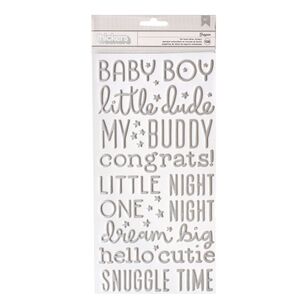 American Crafts Thickers Pebbles Nighty Night Boy Stickers Silver