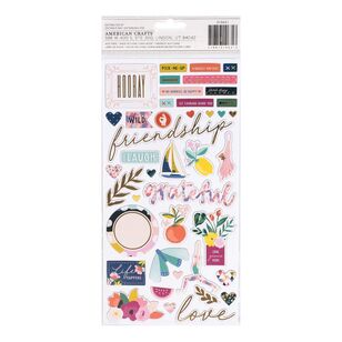 American Crafts Thickers Pink Pailsee Pick Me Up Chipboard Stickers Pick Me Up