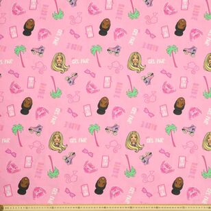 Caprice Barbie Power 150 cm Cotton Canvas Fabric Pink 150 cm