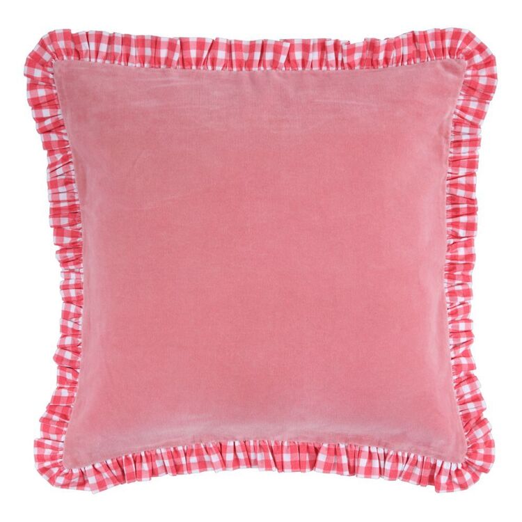 KOO Thar Velvet Cush With Frill Pink 50 x 50 cm