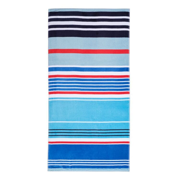 KOO Jacquard Bohdi Beach Towel Blue Stripe