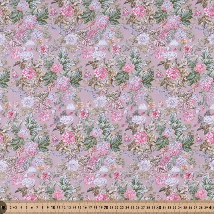 Pearly Floral 112 cm Organic Cotton Poplin Fabric Pink