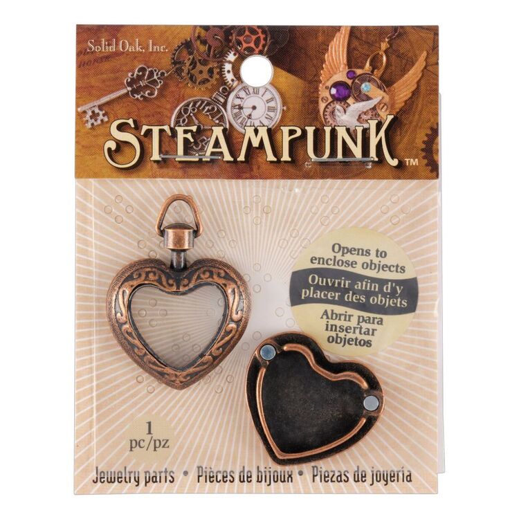Steampunk Heart Locket Pendant  Multicoloured