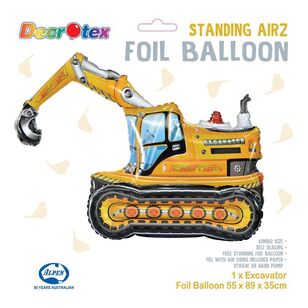 Decrotex Standing Airz Excavator Foil Balloon Multicoloured 89 x 55 x 35 cm