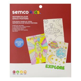 Semco Kids Watercolour Space Posters Multicoloured