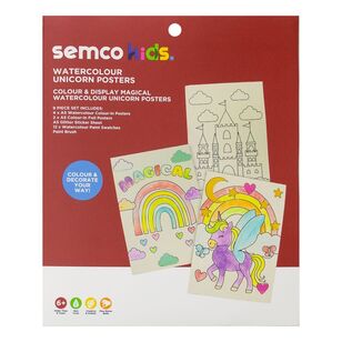 Semco Kids Watercolour Unicorn Posters Multicoloured