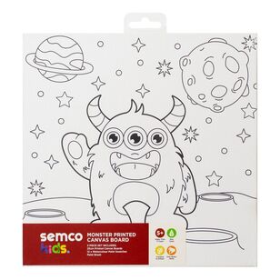 Semco Kids Monster Printed Canvas Board Multicoloured 25 x 25 cm