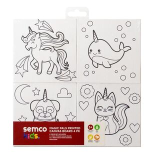 Semco Kids Magic Pals Printed Canvas Board 4 pack. Multicoloured