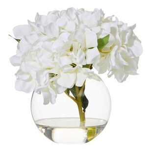 Rogue White Hydrangea Sphere Vase White & Glass 24 x 24 x 23 cm