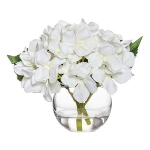 Rogue White Hydrangea Sphere Vase White & Glass 24 x 24 x 23 cm