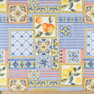 Siciliy Tiles Patterned 150 cm Weatherproof Canvas Fabric Multicoloured 150 cm