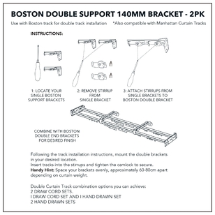 Tribeca Boston Track 140 mm Double Bracket 2 Pack White 140 mm