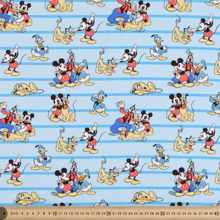 Disney Mickey & Friends Stripe 112 cm Cotton Fabric Blue 112 cm