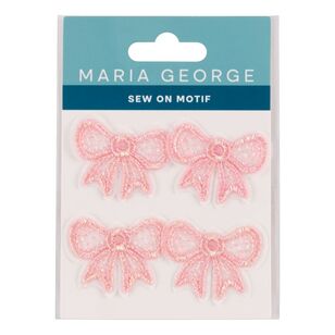 Maria George Shimmer Bow Sew On Motif 4 Pack Pink