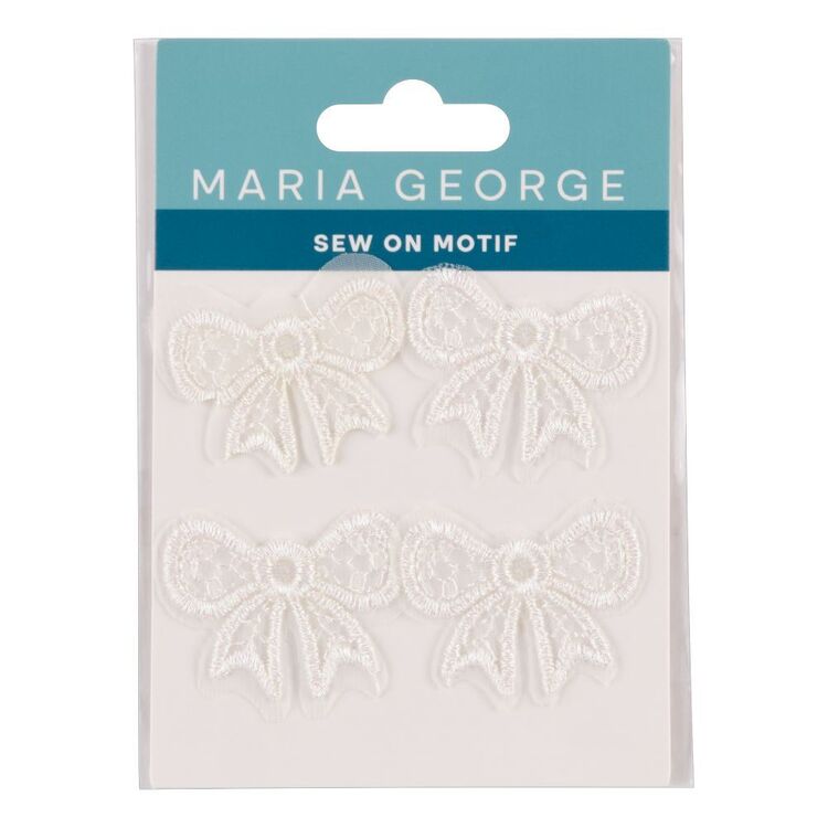 Maria George Shimmer Bow Sew On Motif 4 Pack White