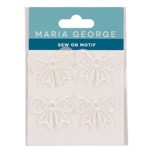 Maria George Shimmer Bow Sew On Motif 4 Pack White