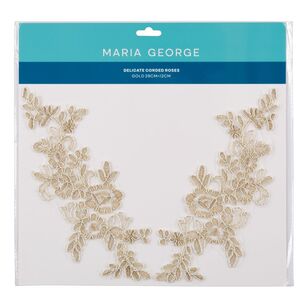 Maria George Delicate Crossed Roses Lace Applique Gold