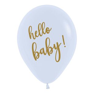 Sempertex Hello Baby Latex Balloon White & Gold 30 cm